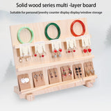 Solid Wood Multi-Layer Jewelry Display Stand Earrings Wallet Phone Holder