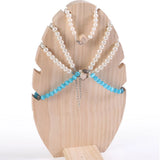 Solid Wood Necklace Display Holder Leaf Shape Jewelry Stand