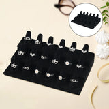 Velvet Wood Ring Display Stand 18 Slots Jewelry Organizer Holder