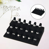 Velvet Wood Ring Display Stand 18 Slots Jewelry Organizer Holder