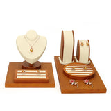 Solid Wood Velvet Jewelry Display Earring Holder Pendant Stand