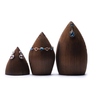 Solid Wood Cone Jewelry Rack Earrings Necklace Bracelet Display Stand