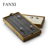 Solid Wood Jewelry Tray Ring Holder Velvet Earring Necklace Display