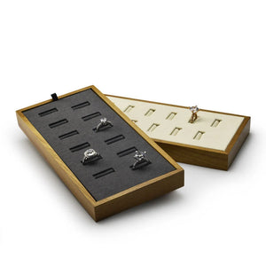 Solid Wood Jewelry Tray Ring Holder Velvet Earring Necklace Display