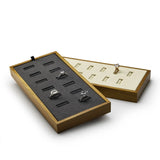 Solid Wood Jewelry Tray Ring Holder Velvet Earring Necklace Display