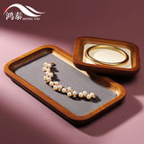 Solid Wood Jewelry Tray with Jade Handle