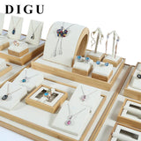 Wood Microfiber Jewelry Display Stand