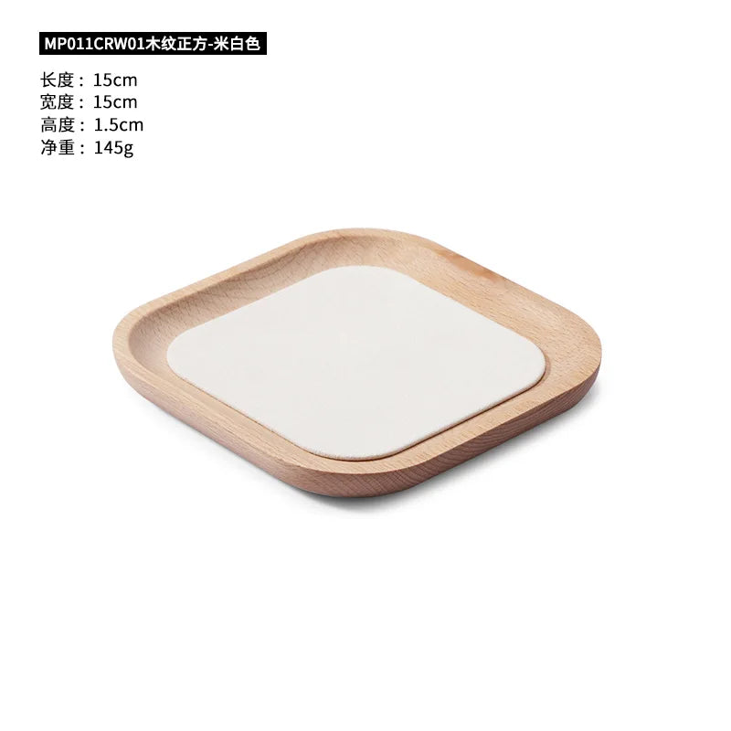 Wood Microfiber Jewelry Display Tray Bracelet Watch Ring Necklace Storage
