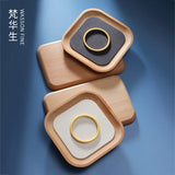 Wood Microfiber Jewelry Display Tray Bracelet Watch Ring Necklace Storage