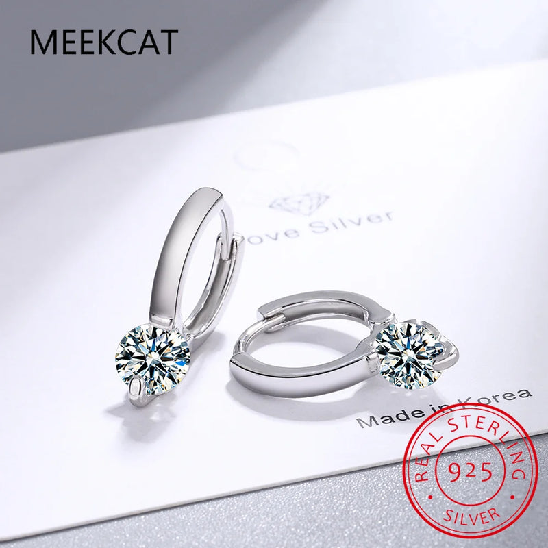 1ct D Moissanite Earrings Sterling Silver Hoop 925 Drop Girls 14k Plated