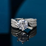Solitaire 5ct AAAA Zircon Finger Ring 925 Sterling Silver Wedding Band Rings