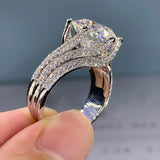 Solitaire 5ct AAAA Zircon Finger Ring 925 Sterling Silver Wedding Band Rings