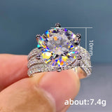 Solitaire 5ct AAAA Zircon Finger Ring 925 Sterling Silver Wedding Band Rings