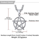 Solomon Star Tree of Life Necklace Stainless Steel Men Punk Jewelry