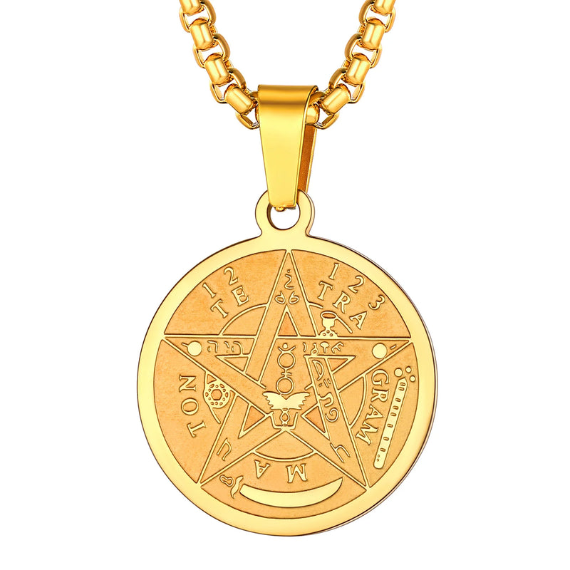 Solomon Star Tree of Life Necklace Stainless Steel Men Punk Jewelry