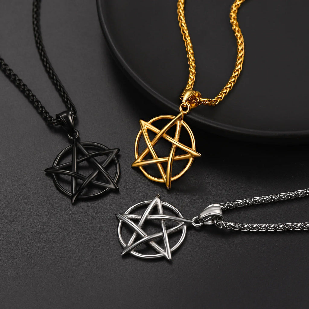 Solomon Star Tree of Life Necklace Stainless Steel Men Punk Jewelry