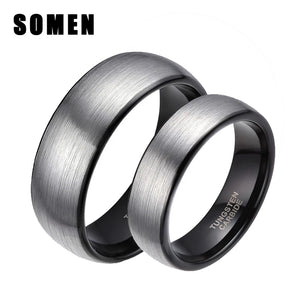 6/8mm Couple Sliver Tungsten Engagement Ring Classic Wedding Band