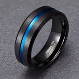 8mm Men's Tungsten Carbide Ring with Line Inlay