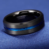 8mm Men's Tungsten Carbide Ring with Line Inlay