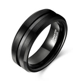 8mm Men's Tungsten Carbide Ring with Line Inlay
