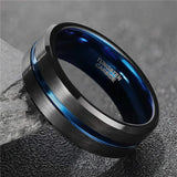 8mm Men's Tungsten Carbide Ring with Line Inlay