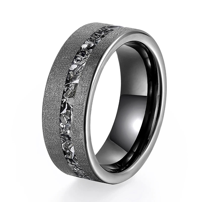 8mm Tungsten Carbide Ring with Zircon Inlay for Men