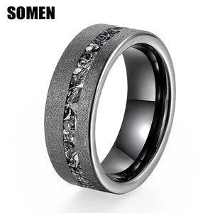 8mm Tungsten Carbide Ring with Zircon Inlay for Men