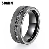 8mm Tungsten Carbide Ring with Zircon Inlay for Men