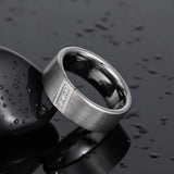 Blue/Silver 8mm Tungsten Wedding Band CZ Three Stone Diagonal Men's Ring