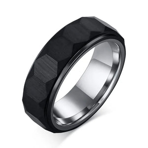 Geometric Hexagon Tungsten Steel Ring Men's Pure Ring