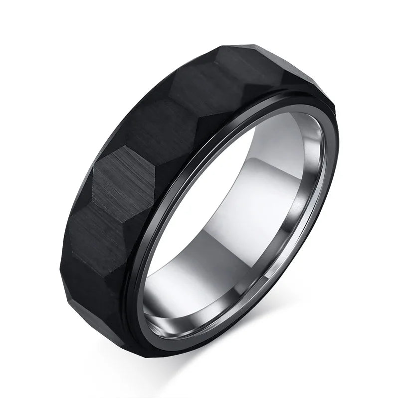 Geometric Hexagon Tungsten Steel Ring Men's Pure Ring