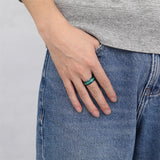 Tungsten Ring 8mm Blue Green Wedding Band High Polished Size 7-13