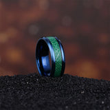 Tungsten Ring 8mm Blue Green Wedding Band High Polished Size 7-13