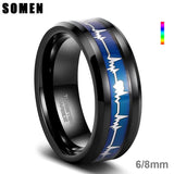 EKG Heartbeat Wedding Band Tungsten Carbide Ring
