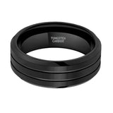 Tungsten Carbide Two Groove Wedding Band 8mm Ring