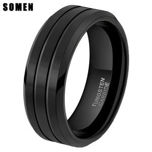 Tungsten Carbide Two Groove Wedding Band 8mm Ring