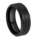 Tungsten Carbide Two Groove Wedding Band 8mm Ring