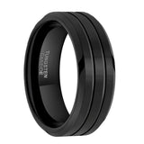 Tungsten Carbide Two Groove Wedding Band 8mm Ring