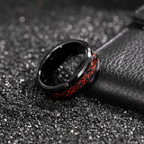 Mens Tungsten Ring Celtic Dragon Inlay Red/Green 8mm Wedding Bands
