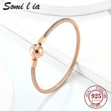 Somi Lia-18k Rose Ladies Classic Bracelet, 3MM Snake Chain