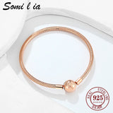 Somi Lia-18k Rose Ladies Classic Bracelet, 3MM Snake Chain
