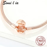Somi Lia-18k Rose Ladies Classic Bracelet, 3MM Snake Chain