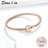 Somi 18k Rose Ladies Classic Bracelet, 3MM Snake Chain