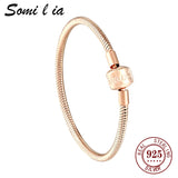 Somi 18k Rose Ladies Classic Bracelet, 3MM Snake Chain