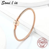 Somi 18k Rose Ladies Classic Bracelet, 3MM Snake Chain