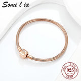 Somi 18k Rose Ladies Classic Bracelet, 3MM Snake Chain