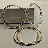 925 Silver Hip Hop Round Earrings for Women Large Circle Piercing Hoop Earring