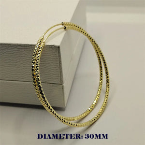 925 Silver Hip Hop Round Earrings for Women Large Circle Piercing Hoop Earring