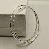 925 Silver Hip Hop Round Earrings for Women Large Circle Piercing Hoop Earring
