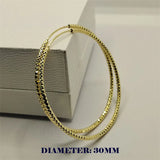 925 Silver Hip Hop Round Earrings for Women Large Circle Piercing Hoop Earring